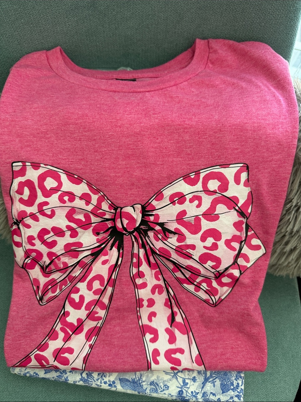 Gildan Pink Graphic Bow Short Sleeve Tee